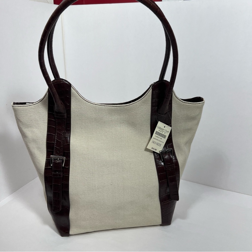 Coldwater Creek‎ Beige/Brown Nantucket Canvas Tote Bag